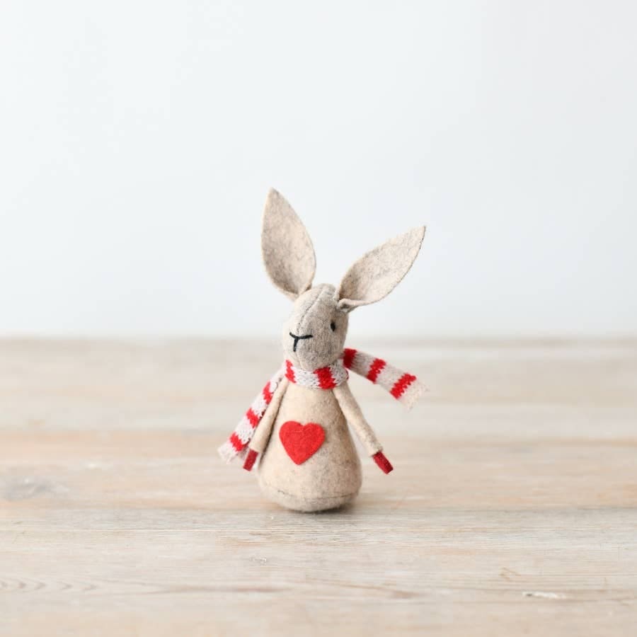 Fabric Rabbit with Red Scarf | 8cm