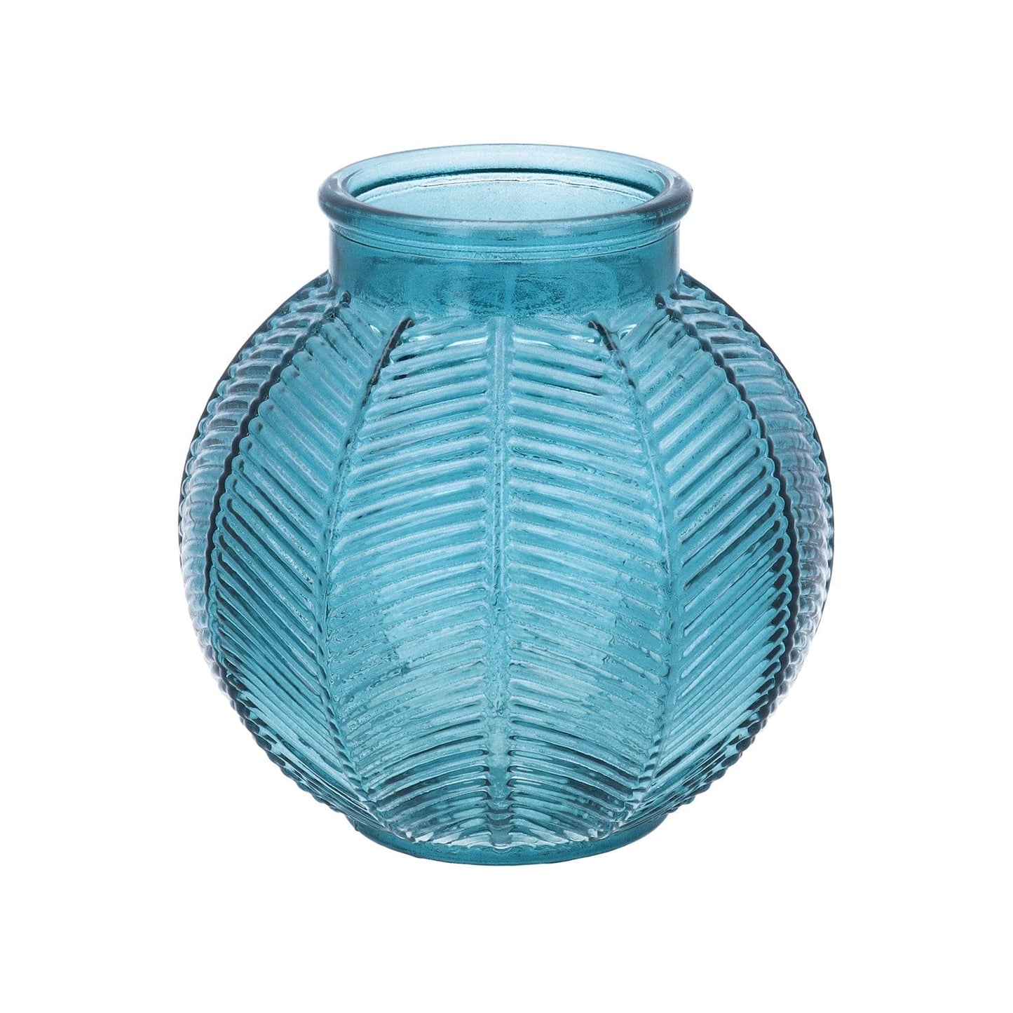 Leaf Glass Vase 15cm - Teal