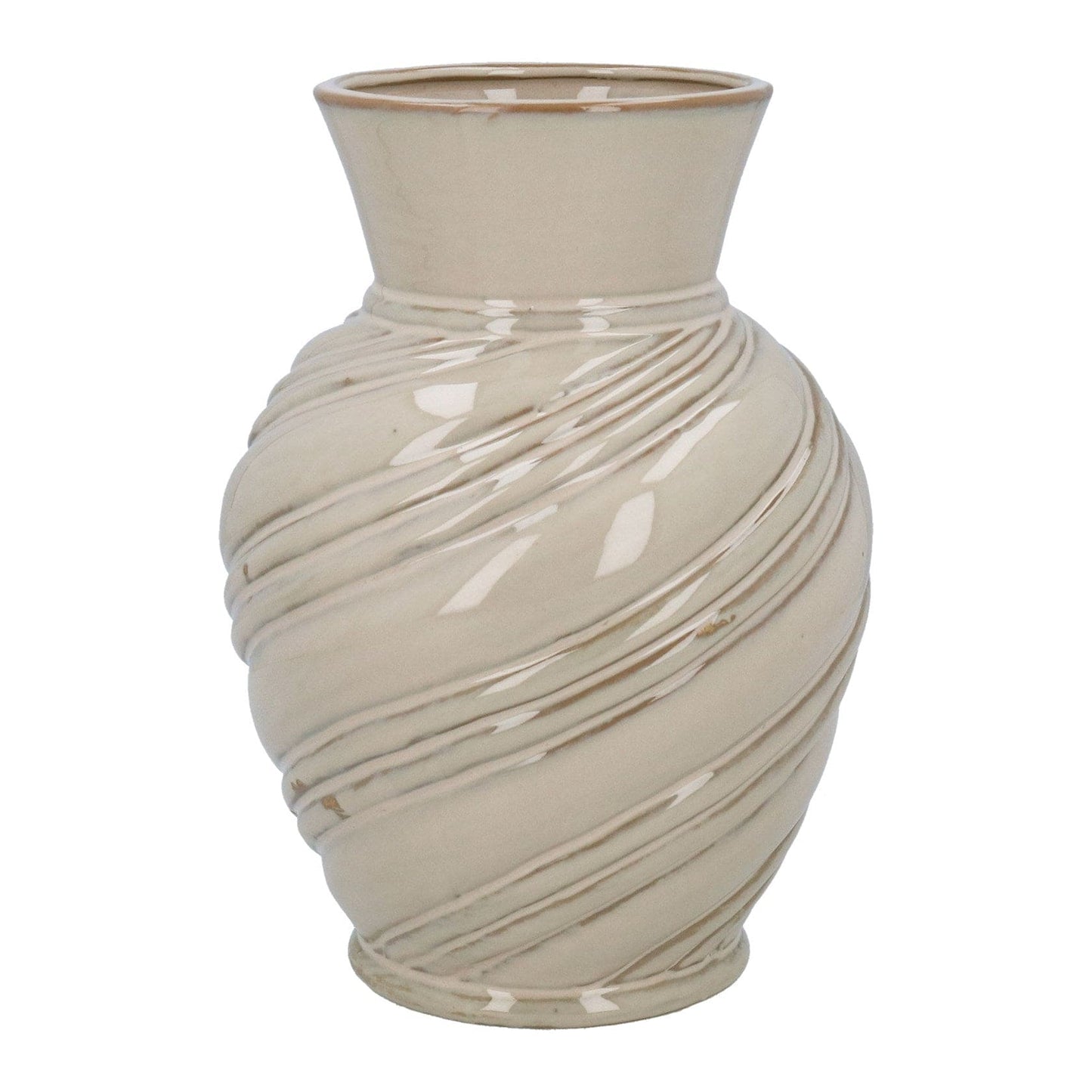 Stoneware Vase 24cm - Taupe Twist