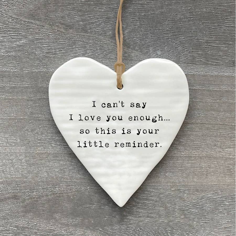 I Can't Say... Hanging Ceramic Heart | 10cm