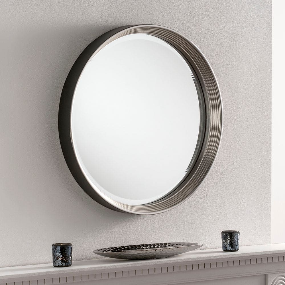 Black & Silver Circular Mirror