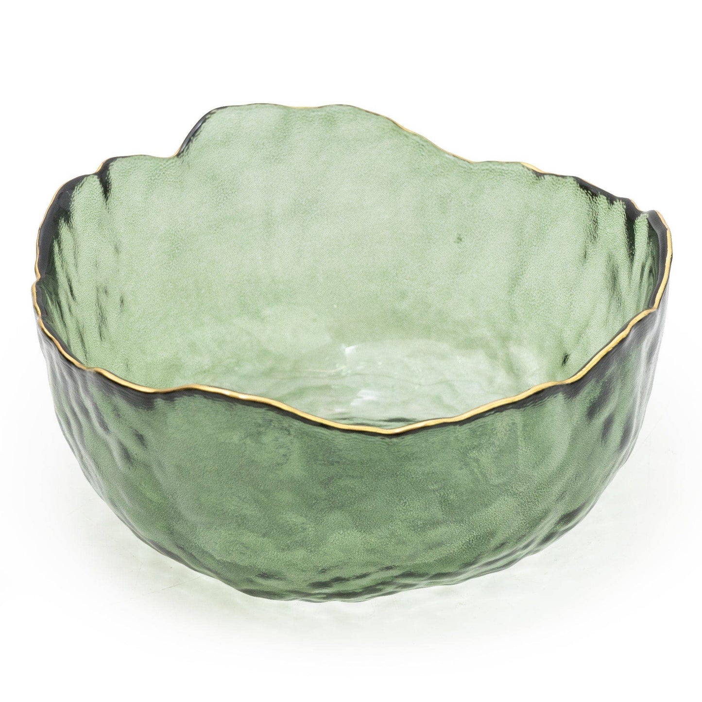 Wavy Glass Bowl With Gold Rim | 20cm