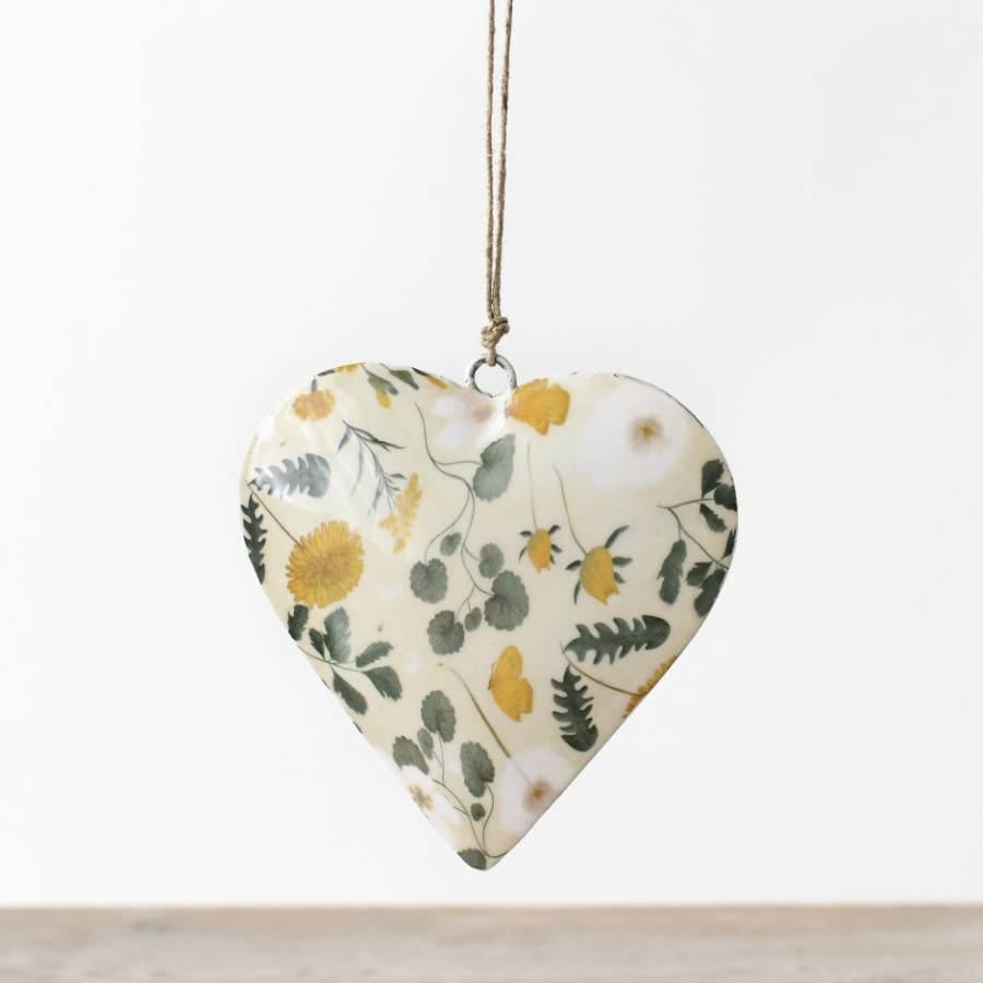 Floral Metal Heart Hanger | 10cm