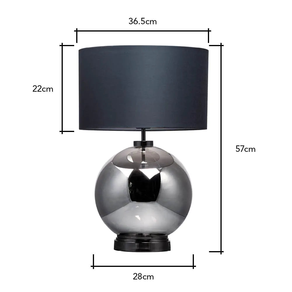 Metro Glass Sphere Table Lamp | Smoke