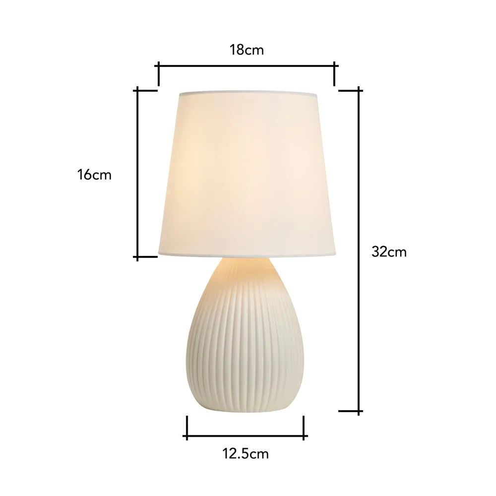 Freya Teardrop Ceramic Table Lamp | Cream