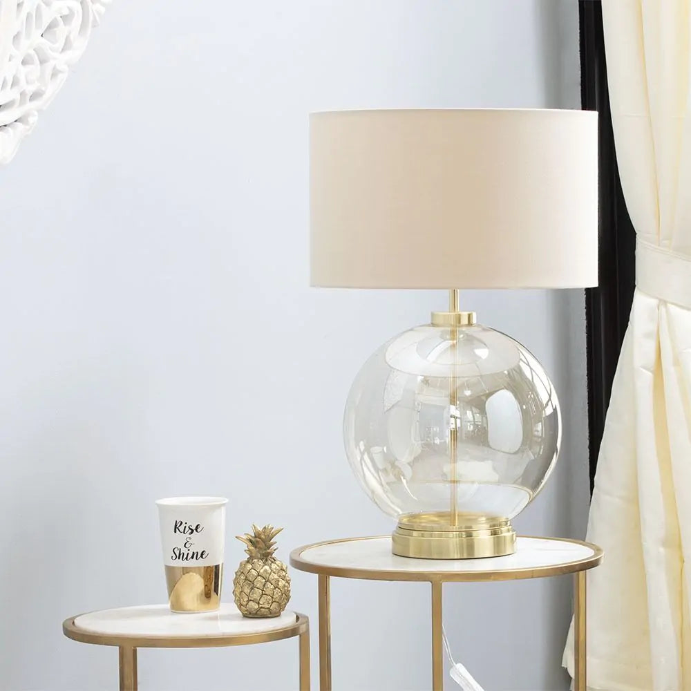Metro Glass Sphere Table Lamp | Satin Brass