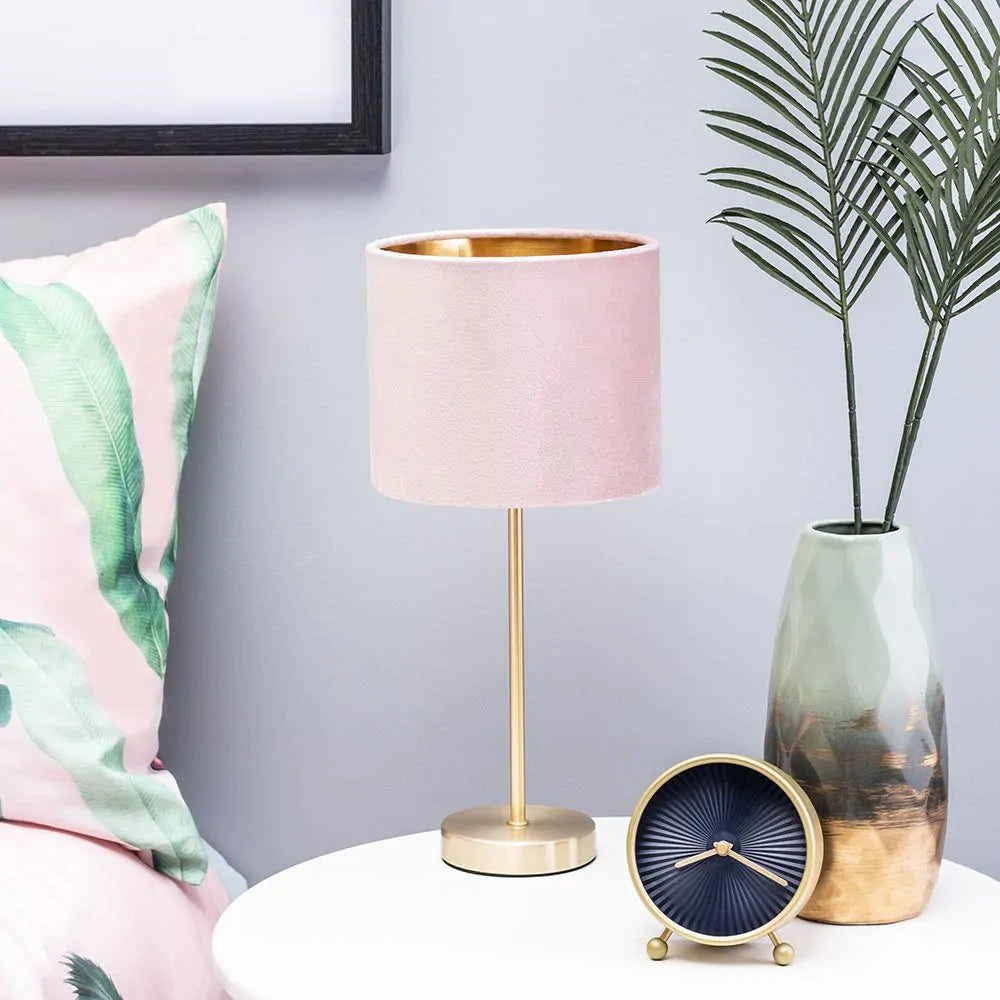 Velvet Table Lamp | Emerald Green | Pink