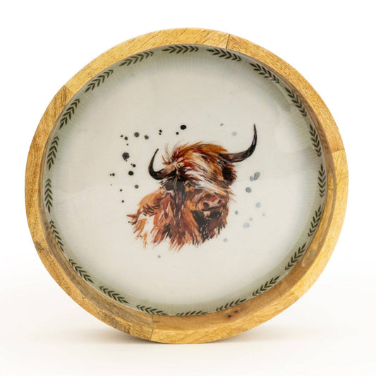 Round Wooden Tray Highland Cow | 30cm