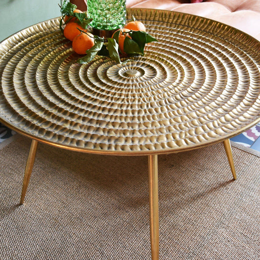 Antique Gold Metal Coffee Table