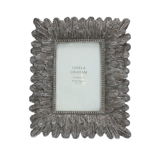 Resin Photo Frame (4x6) - Antiqued Silver Feather