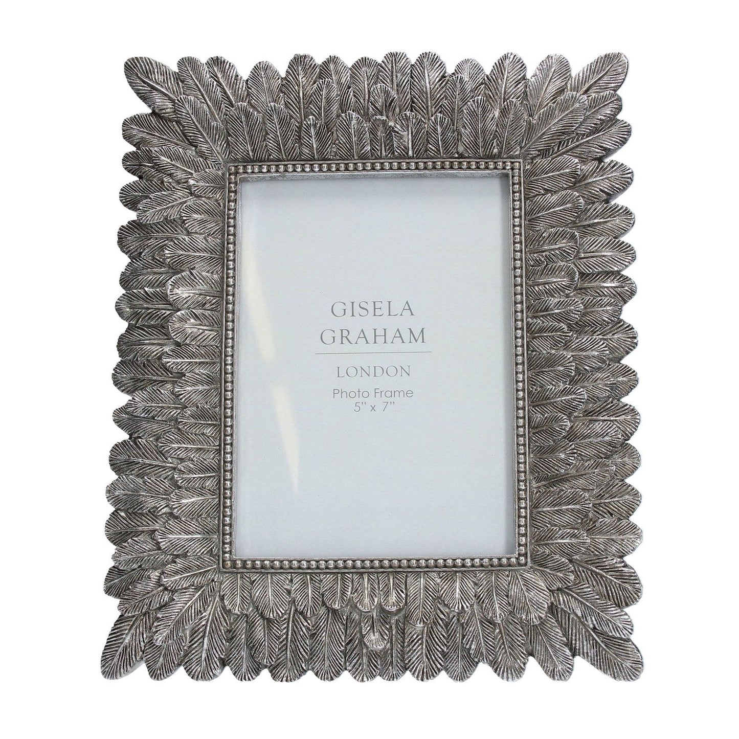 Resin Photo Frame (5x7) - Antiqued Silver Feather