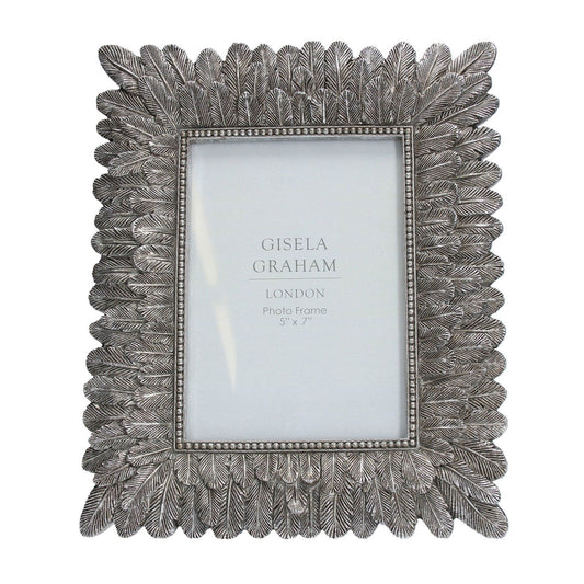 Resin Photo Frame (5x7) - Antiqued Silver Feather