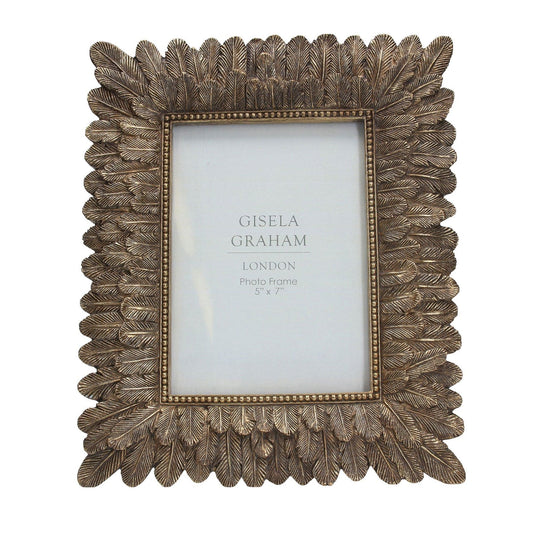 Resin Photo Frame (5x7) - Antiqued Gold Feather