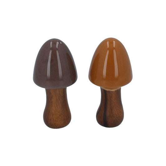 Set of 2 Ceramic Ornaments 12.5cm - Cone Mushrooms