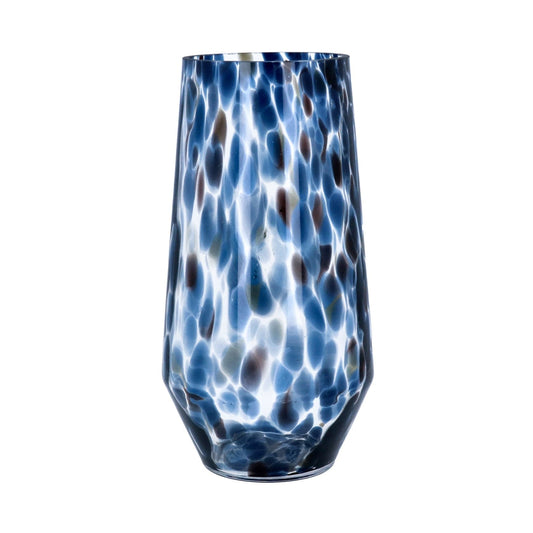 Tortoiseshell Tall Glass Vase 27cm - Blue