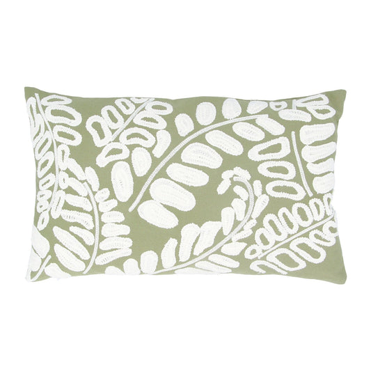 Green Crewel Work Cushion - 49cm