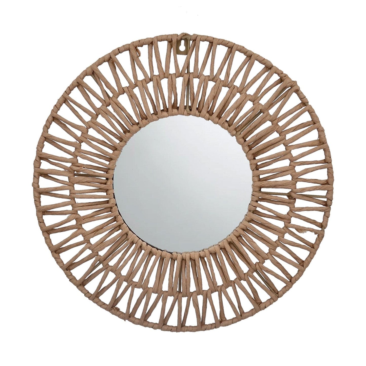 Woven Raffia Round Wall Mirror - Small