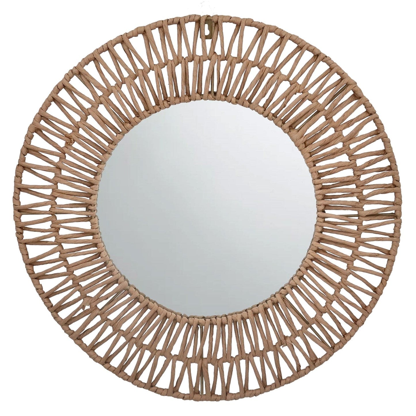 Woven Raffia Round Wall Mirror - Large