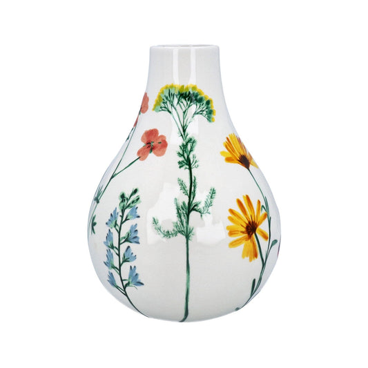 Pear Shaped Floral Ceramic Vase - 22.5cm