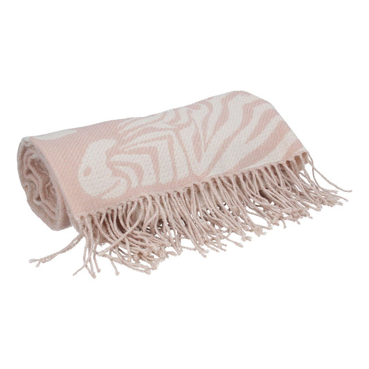 Pink & Cream Jaquard Zebra Tassel Throw - 152cm