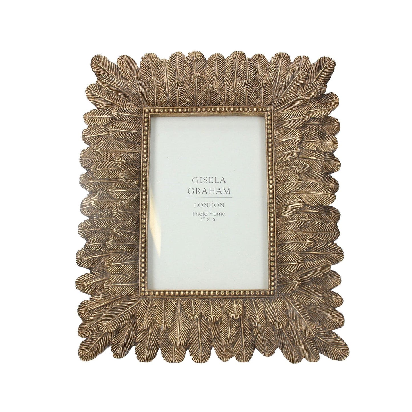 Resin Photo Frame (4x6) - Antiqued Gold Feather