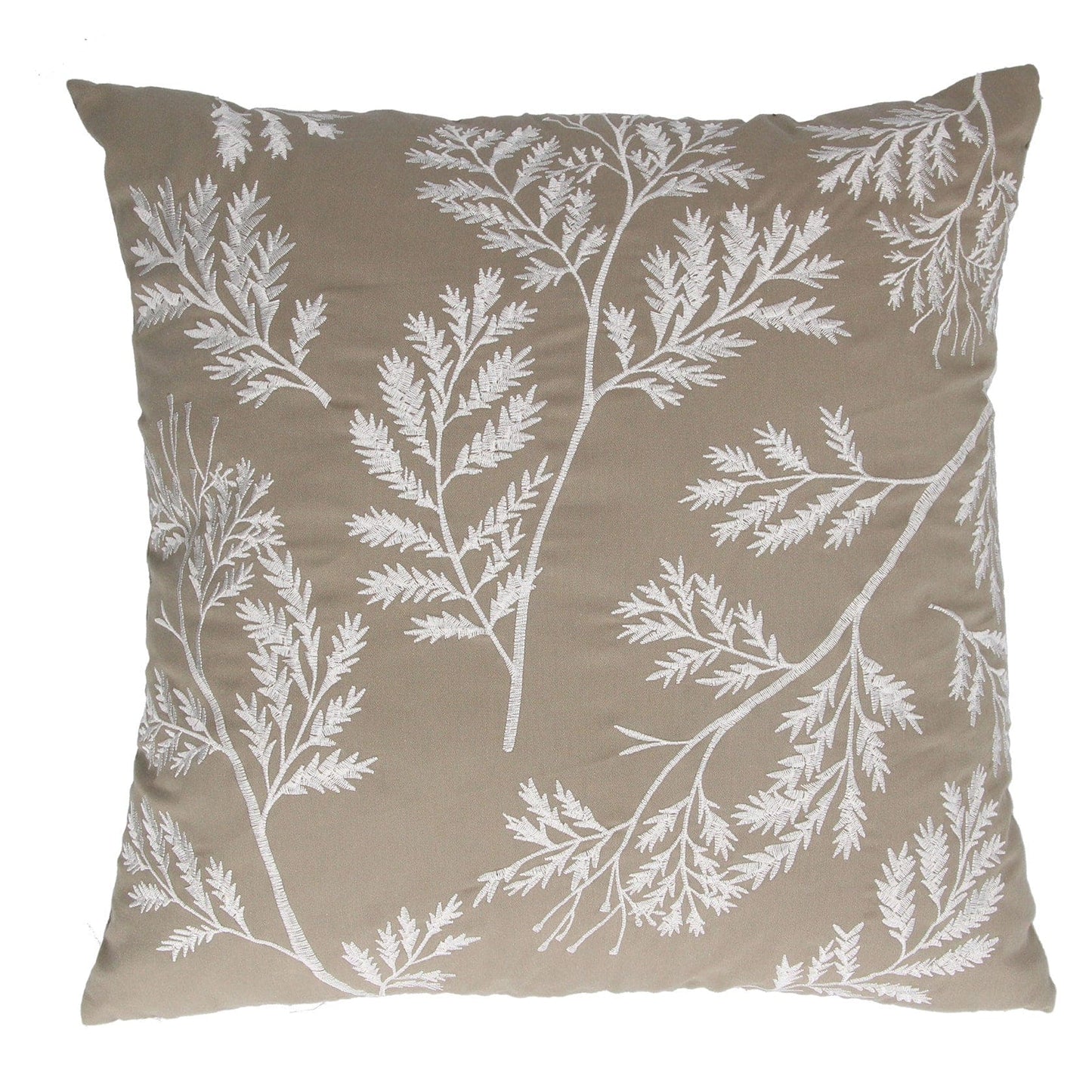 Taupe Embroidered Fern Cushion - 45cm