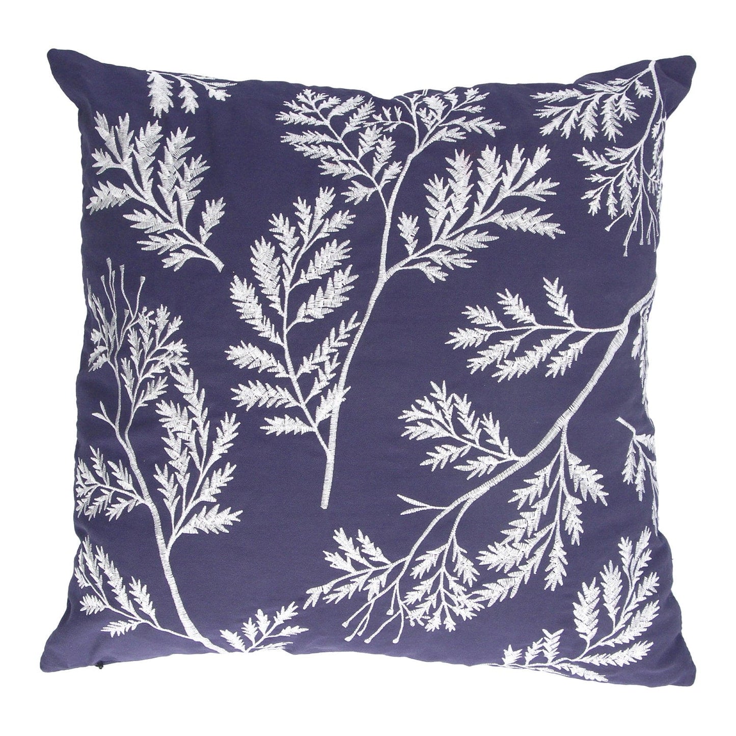 Indigo Embroidered Fern Cushion - 45cm