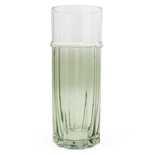 Two Tone Clear & Green Glass Cylinder Vase | 30cm