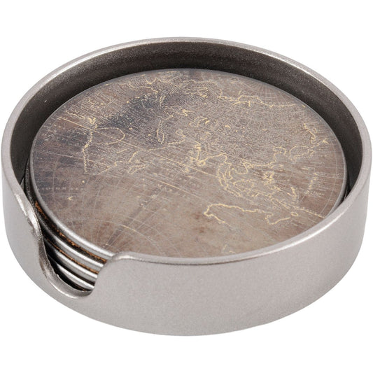 Vienna Antique Gold Atlas Coasters | Set of 4