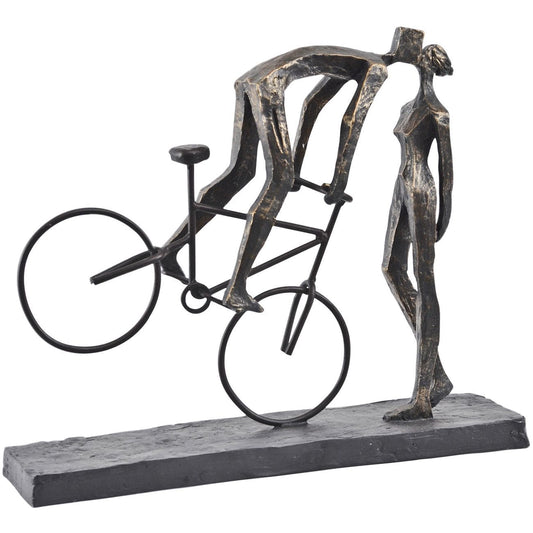 Kissing Couple on Bike Sculpture | Antique Bronze Finish
