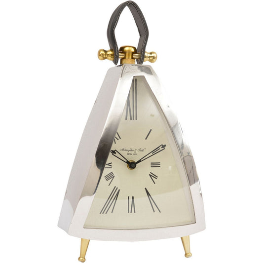 Isosceles Curved Front Mantel Clock With Leather Handle