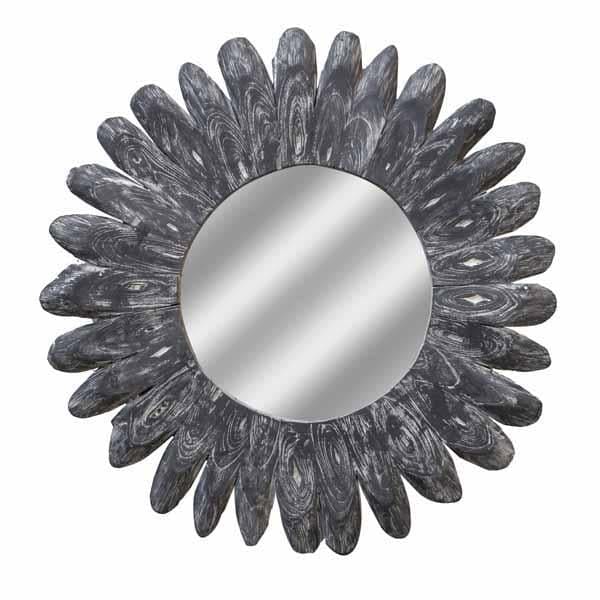 Round Blackwash Daisy Mirror