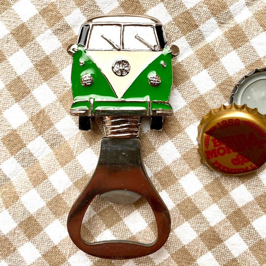 Green Vintage Camper Van Bottle Opener