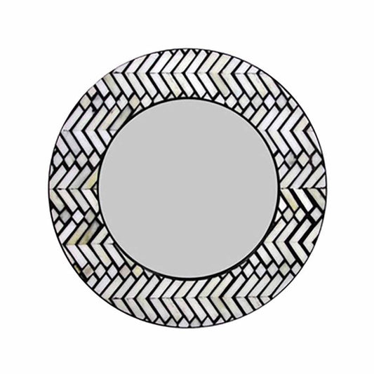 Round Mono Inlay Print Mirror