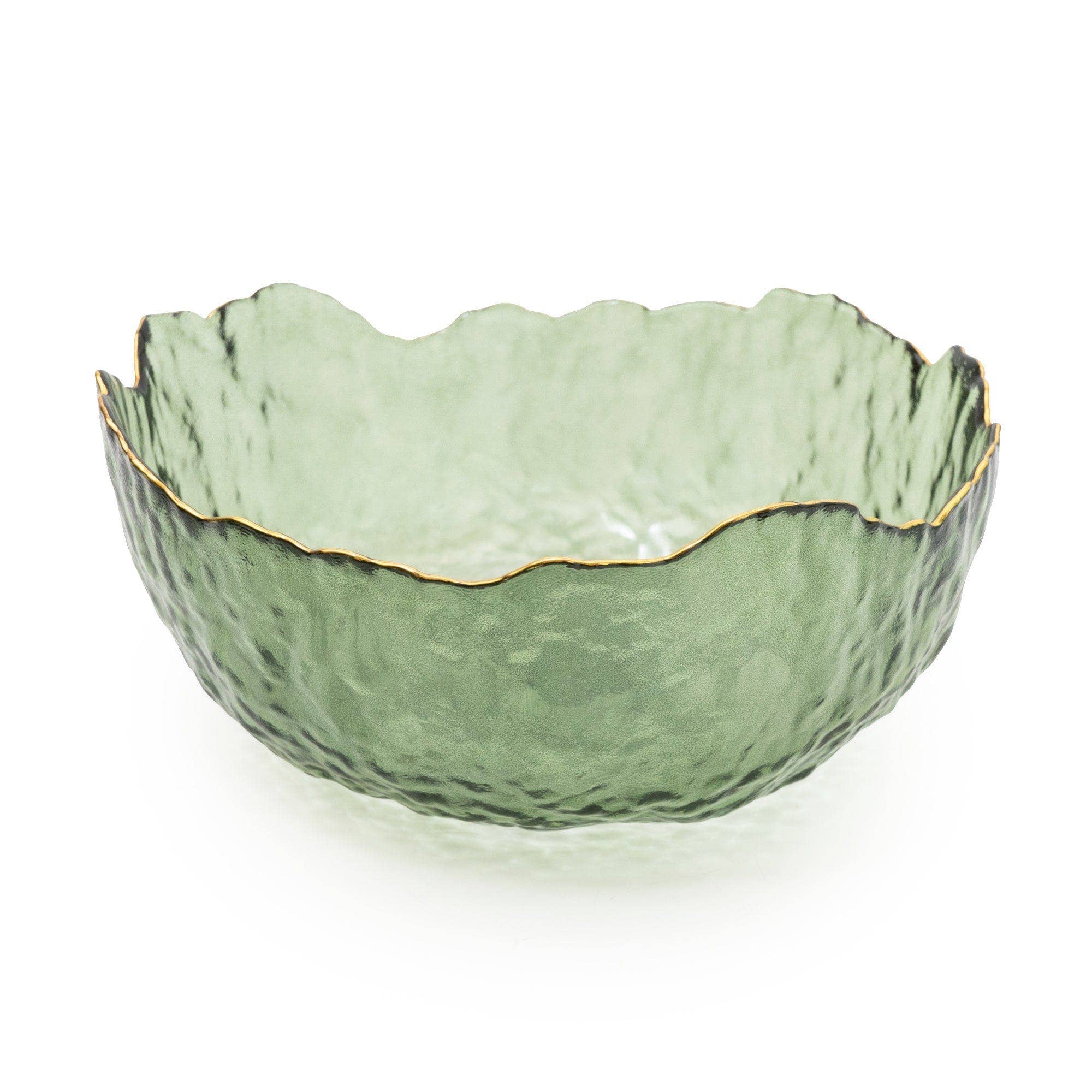 Wavy Glass Bowl With Gold Rim | 20cm