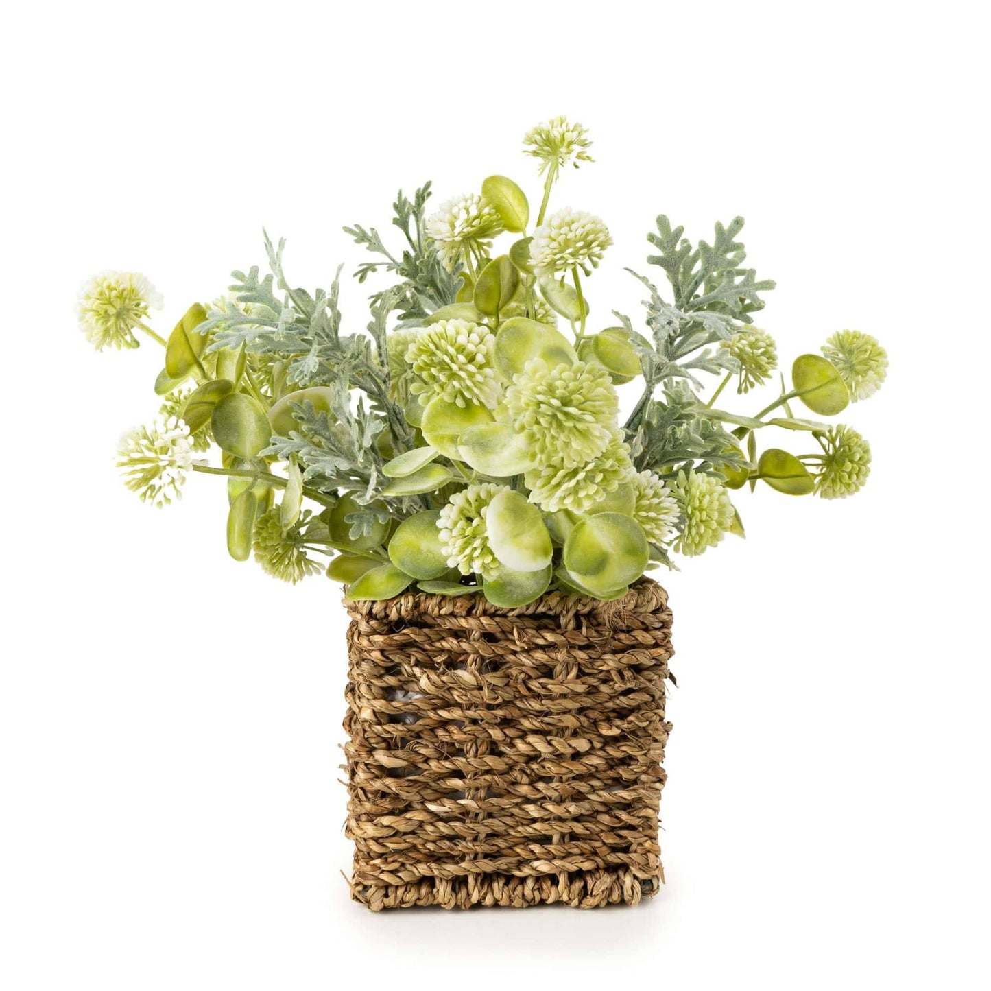 Green Jonquil in Cattail Basket | 28cm