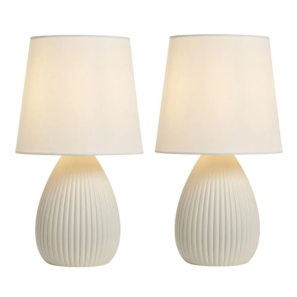 Freya Teardrop Ceramic Table Lamp | Cream
