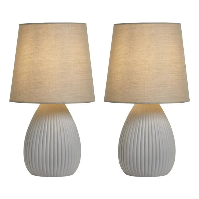 Freya Teardrop Ceramic Table Lamp | Light Grey