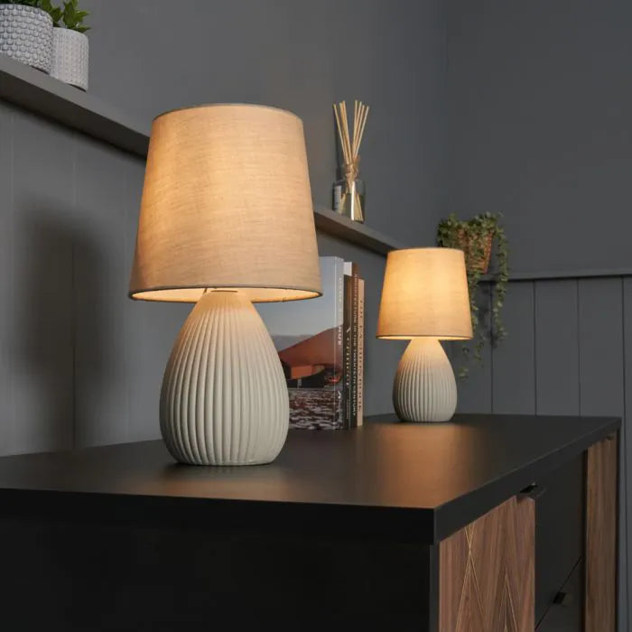 Freya Teardrop Ceramic Table Lamp | Light Grey