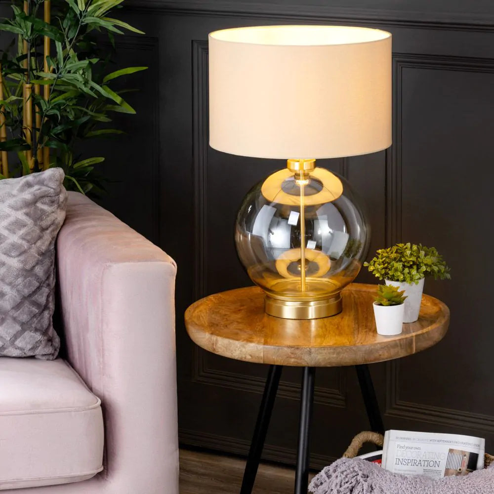 Metro Glass Sphere Table Lamp | Satin Brass